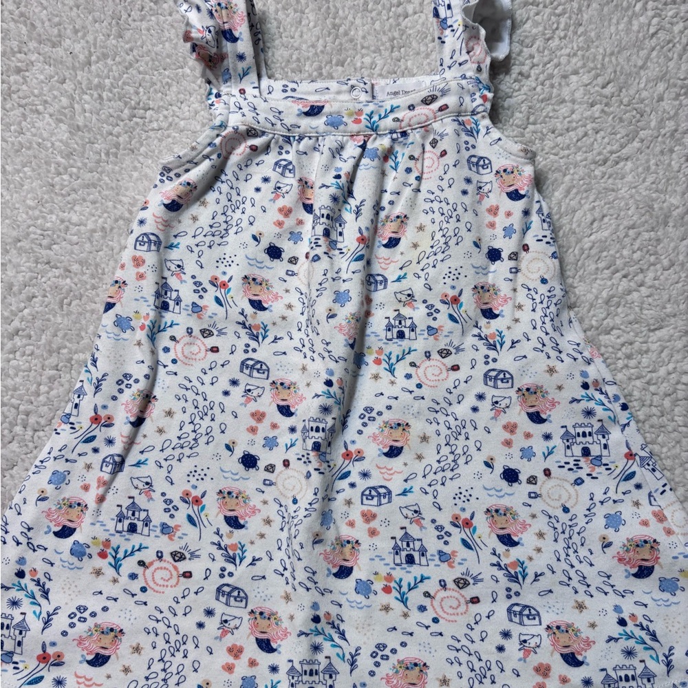 Angel Dear White Romper with Blue and Pink Seaside Prints